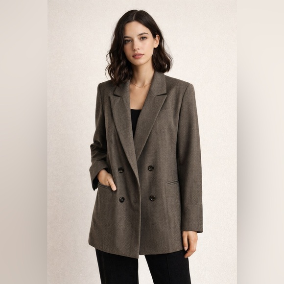 Rachel Zoe Jackets & Blazers - Rachel Zoe Double Breasted Blazer Brown Tailored Office Chic Jacket Size M